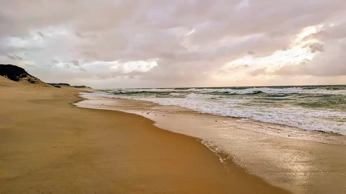 Desserted beaches at Dune Beach Hostel