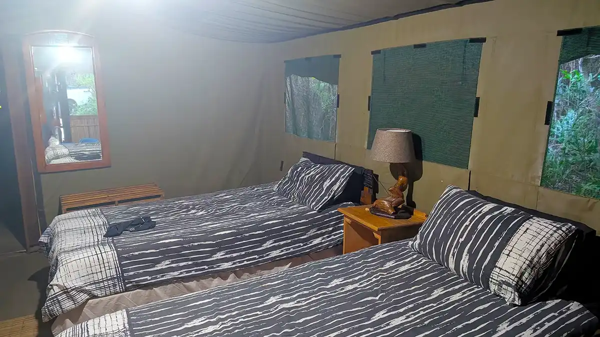 Tented rooms at Dune Beach Hostel